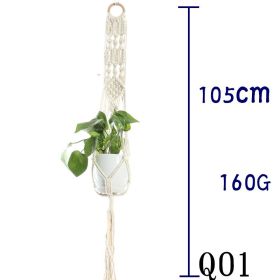 Beige Cotton Rope Plant Hanger Net Bag, Indoor Flower Pot Hanging Basket Sling for Home and Balcony Décor (Option: 32 Style)