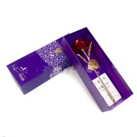 24K Luminous Gold Rose Flower Set, Elegant Color-Preserved Rose Display for Romantic Gifts and Home Décor (Option: Red purple gift)