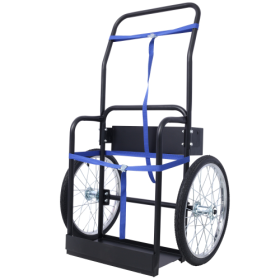 Large Dual Oxygen Tank Cart Dolly, Double Cylinder Carrier with 20″ Pneumatic Wheels and Two Securing Belts (Color: Black)