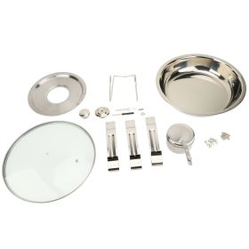 Stainless Steel Round Buffet Chafing Dishes with Glass Lids & Detachable Alcohol Stoves, 4-Piece Catering Set (Option: Two packs)