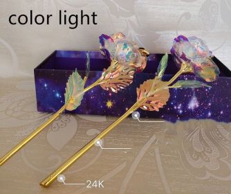24K Luminous Gold Rose Flower Set, Elegant Color-Preserved Rose Display for Romantic Gifts and Home Décor (Option: Lamp Color nude flower)
