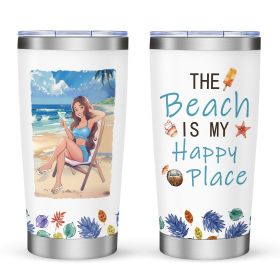 20oz Car Travel Cup with Lid, Reusable Drink Tumbler for Hot & Cold Beverages (Option: Style38)