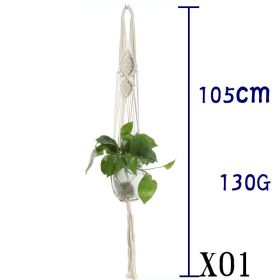 Beige Cotton Rope Plant Hanger Net Bag, Indoor Flower Pot Hanging Basket Sling for Home and Balcony Décor (Option: 16 Style)