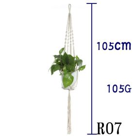 Beige Cotton Rope Plant Hanger Net Bag, Indoor Flower Pot Hanging Basket Sling for Home and Balcony Décor (Option: 9 Style)