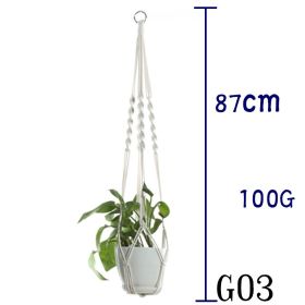 Beige Cotton Rope Plant Hanger Net Bag, Indoor Flower Pot Hanging Basket Sling for Home and Balcony Décor (Option: 2 Style)