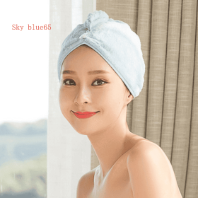 Women’s Hair Dryer Cap Towel, Absorbent Quick-Dry Hair Wrap for Reducing Frizz and Heat Damage After Shower (Option: 2pcs Sky blue65)