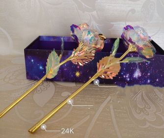 24K Luminous Gold Rose Flower Set, Elegant Color-Preserved Rose Display for Romantic Gifts and Home Décor (Option: Color nude flower)