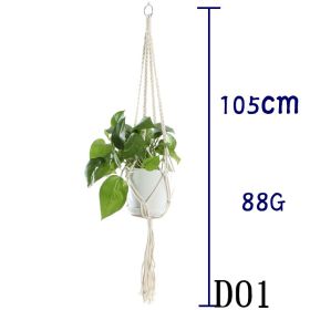Beige Cotton Rope Plant Hanger Net Bag, Indoor Flower Pot Hanging Basket Sling for Home and Balcony Décor (Option: 28 Style)