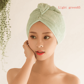 Women’s Hair Dryer Cap Towel, Absorbent Quick-Dry Hair Wrap for Reducing Frizz and Heat Damage After Shower (Option: Light green65)