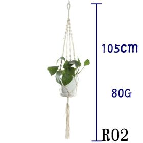 Beige Cotton Rope Plant Hanger Net Bag, Indoor Flower Pot Hanging Basket Sling for Home and Balcony Décor (Option: 8 Style)