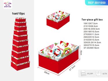 Christmas Gift Box Set, 10-Piece Holiday Decorative Boxes for Gift Wrapping, Party Favors, and Seasonal Gifting (Option: B)