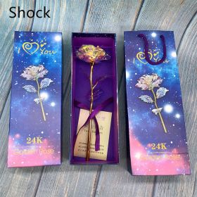 24K Luminous Gold Rose Flower Set, Elegant Color-Preserved Rose Display for Romantic Gifts and Home Décor (Option: Shock gold blue pack)