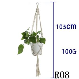 Beige Cotton Rope Plant Hanger Net Bag, Indoor Flower Pot Hanging Basket Sling for Home and Balcony Décor (Option: 5 Style)