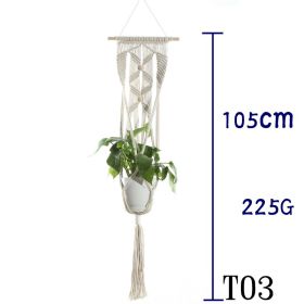 Beige Cotton Rope Plant Hanger Net Bag, Indoor Flower Pot Hanging Basket Sling for Home and Balcony Décor (Option: 1 Style)