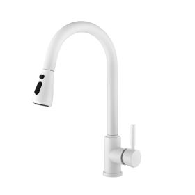 Kitchen Faucet with Pull Out Spraye (Color: White)