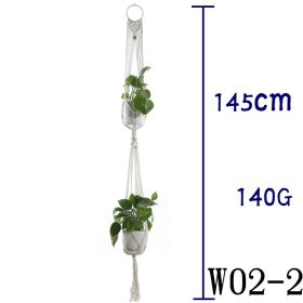 Beige Cotton Rope Plant Hanger Net Bag, Indoor Flower Pot Hanging Basket Sling for Home and Balcony Décor (Option: 15 Style)