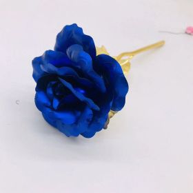 24K Luminous Gold Rose Flower Set, Elegant Color-Preserved Rose Display for Romantic Gifts and Home Décor (Option: Blue nude flower)