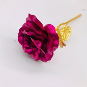 24K Luminous Gold Rose Flower Set, Elegant Color-Preserved Rose Display for Romantic Gifts and Home Décor (Option: Rose red nude flower)