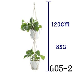 Beige Cotton Rope Plant Hanger Net Bag, Indoor Flower Pot Hanging Basket Sling for Home and Balcony Décor (Option: 7 Style)
