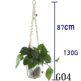 Beige Cotton Rope Plant Hanger Net Bag, Indoor Flower Pot Hanging Basket Sling for Home and Balcony Décor (Option: 3 Style)