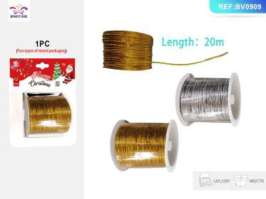 Christmas Metallic Yarn Ribbon Roll, Two-Color Mixed Decorative Ribbon for Gift Wrapping, Wreaths, and Holiday Crafts (Option: 20M)