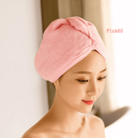 Women’s Hair Dryer Cap Towel, Absorbent Quick-Dry Hair Wrap for Reducing Frizz and Heat Damage After Shower (Option: Pink65)