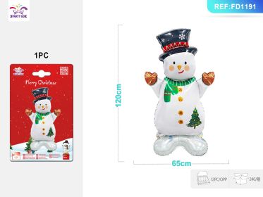 18-Inch Christmas Foil Balloon with Santa Claus and Snowman Design, Circular Aluminum Party Balloon (1 Piece) (Option: A)