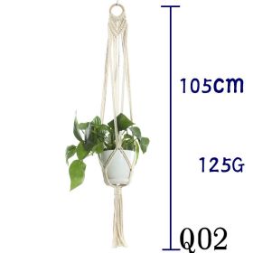 Beige Cotton Rope Plant Hanger Net Bag, Indoor Flower Pot Hanging Basket Sling for Home and Balcony Décor (Option: 29 Style)
