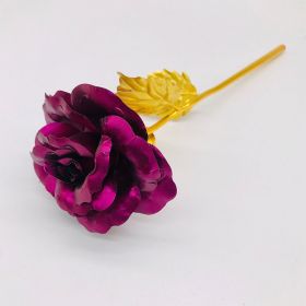 24K Luminous Gold Rose Flower Set, Elegant Color-Preserved Rose Display for Romantic Gifts and Home Décor (Option: Purple naked flower)