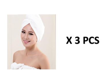 Women’s Hair Dryer Cap Towel, Absorbent Quick-Dry Hair Wrap for Reducing Frizz and Heat Damage After Shower (Option: 3pcs White)