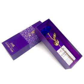 24K Luminous Gold Rose Flower Set, Elegant Color-Preserved Rose Display for Romantic Gifts and Home Décor (Option: Blue purple gift)