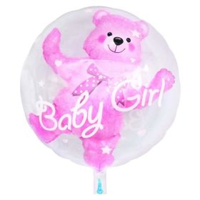Bear Transparent Decorative Ball Ornament, Clear Acrylic Bear-Themed Display Ball for Home, Party, or Gift Décor (Color: Pink)