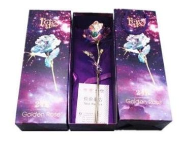 24K Luminous Gold Rose Flower Set, Elegant Color-Preserved Rose Display for Romantic Gifts and Home Décor (Option: No base no light)
