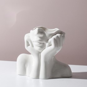 Human Body Shape Ceramic Vase for Modern Art and Home Decor (Option: C)