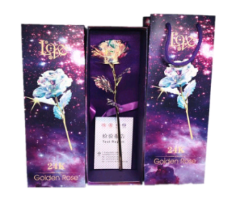 24K Luminous Gold Rose Flower Set, Elegant Color-Preserved Rose Display for Romantic Gifts and Home Décor (Option: Vibration Swith)