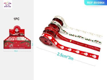 Christmas Decorative Ribbon for Gift Wrapping, Tree Trimming, Wreaths, and Holiday Craft Decorations (Option: E)