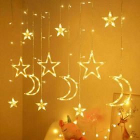 LED Fairy Star Curtain Lights for Windows, Indoor Decorative String Lighting for Christmas & Parties (Option: 31x21x7)