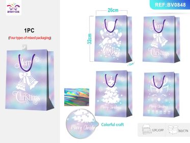 Christmas Colorful Hot Pot Gift Bag, Festive Holiday Party Favor and Gift Packaging Bag for Seasonal Gifting (Option: L)