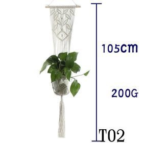 Beige Cotton Rope Plant Hanger Net Bag, Indoor Flower Pot Hanging Basket Sling for Home and Balcony Décor (Option: 12 Style)