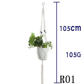 Beige Cotton Rope Plant Hanger Net Bag, Indoor Flower Pot Hanging Basket Sling for Home and Balcony Décor (Option: 17 Style)