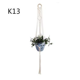 Beige Cotton Rope Plant Hanger Net Bag, Indoor Flower Pot Hanging Basket Sling for Home and Balcony Décor (Option: 41Style)