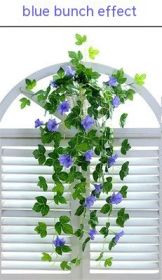 Artificial Morning Glory Rattan Vine, Simulation Plant Wall Hanging Decoration for Home, Balcony, or Garden Décor (Color: Blue)