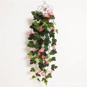Artificial Morning Glory Rattan Vine, Simulation Plant Wall Hanging Decoration for Home, Balcony, or Garden Décor (Color: Pink)