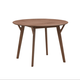 42-Inch Round Wooden Dining Table for 4, Space-Saving Modern Kitchen and Living Room Table, Black (Option: Walnut)