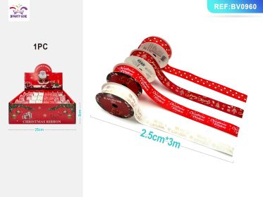 Christmas Decorative Ribbon for Gift Wrapping, Tree Trimming, Wreaths, and Holiday Craft Decorations (Option: D)