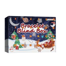 Dowmoo Christmas Advent Calendar DIY Bracelet Kit, 24-Day Jewelry Blind Box with Charms and Bell Accessories (Option: 2Pcs)