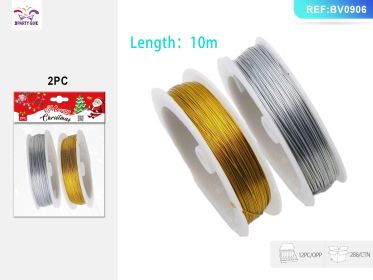 Christmas Decorative Wire Coil Set, 2-Piece Flexible Craft Wire for Wreaths, Ornaments, and Holiday DIY Projects (Option: Gold and silver)