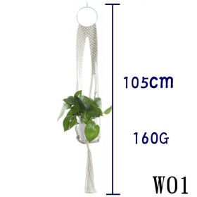 Beige Cotton Rope Plant Hanger Net Bag, Indoor Flower Pot Hanging Basket Sling for Home and Balcony Décor (Option: 38 Style)