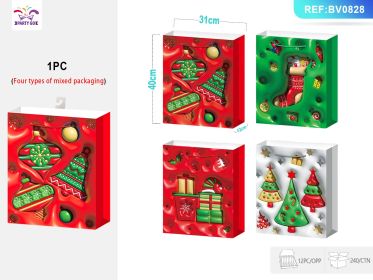 Christmas Gift Bag for Holiday Presents, Festive Decorative Bag for Gift Wrapping, Parties, and Seasonal Giving (Option: XL)