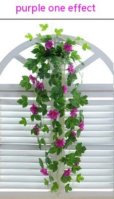 Artificial Morning Glory Rattan Vine, Simulation Plant Wall Hanging Decoration for Home, Balcony, or Garden Décor (Color: Purple)